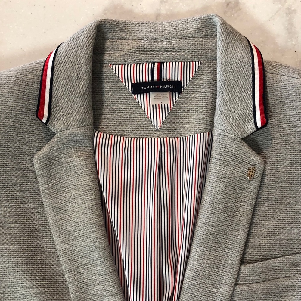 NWT Tommy Hilfiger Grey Knit Blazer Size 12